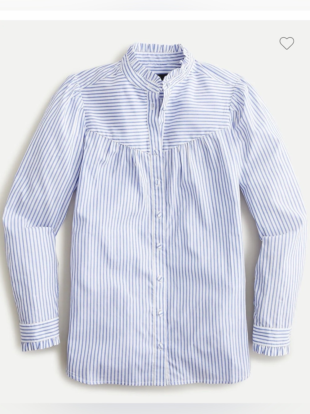 NWT J Crew Ruffle-trim shirt in blue striped cotton poplin XS